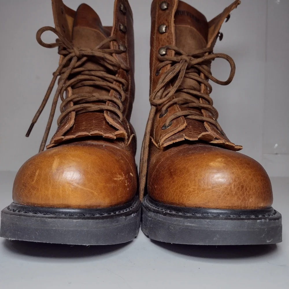 Wolverine Men's Tan Leather Lace-Up Boots Size (9.1/2)